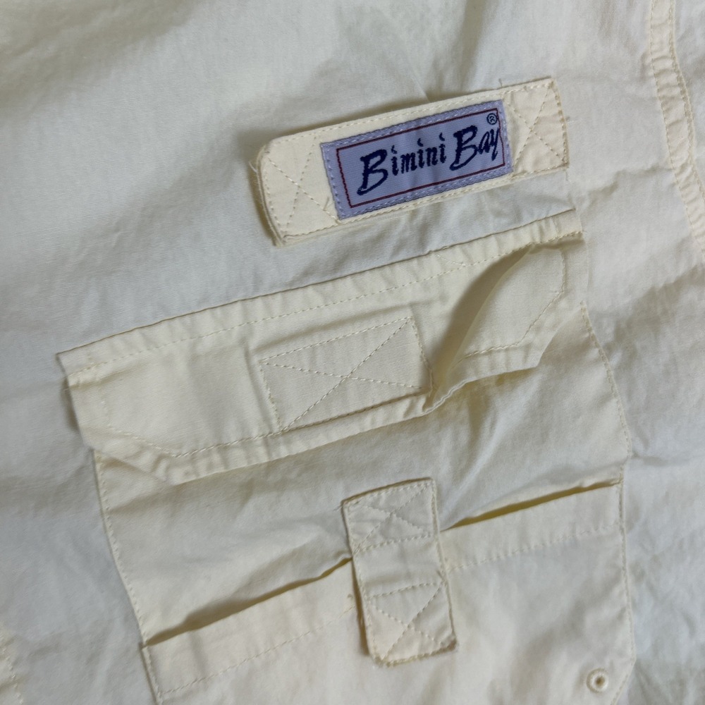 Bimini Bay Outfitters Mens Yellow Short Sleeve Button Up Fishing Shirt Size M - Picture 6 of 9